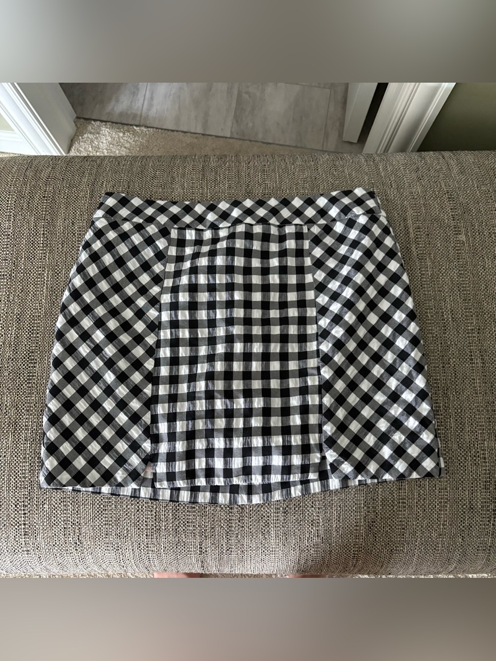 Topshop Black & White Gingham Mini Skirt – Size 6